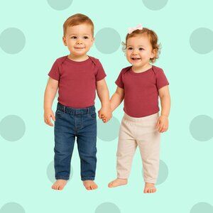 Carter’s Baby Bodysuit – Burgundy Short Sleeve Solid Cotton One-Piece Size 18M